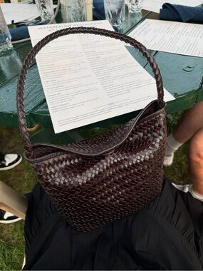 Woven Hobo Bag - Dark Brown